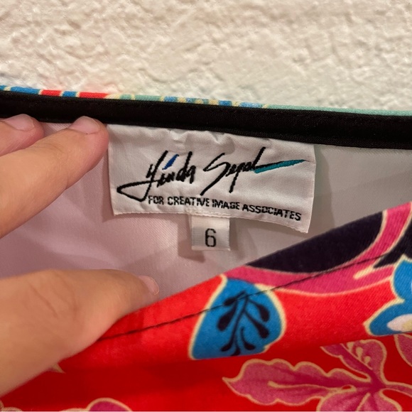 Vintage Linda Segal Colorful Floral Fringe Skirt - Picture 4 of 6